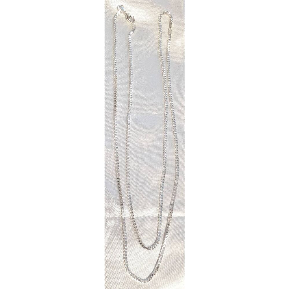 Sterling Silver 925 Plated 20 Inch Box Chain Necklace‎ New 1/16th" Wide Lobster